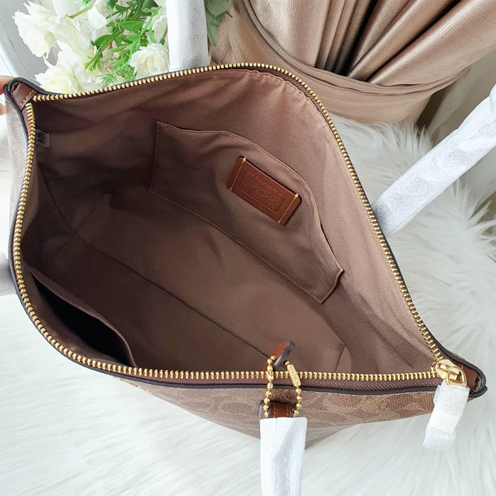 Coach CBT20 Zip Top Tote Tan Brown 1.jpg