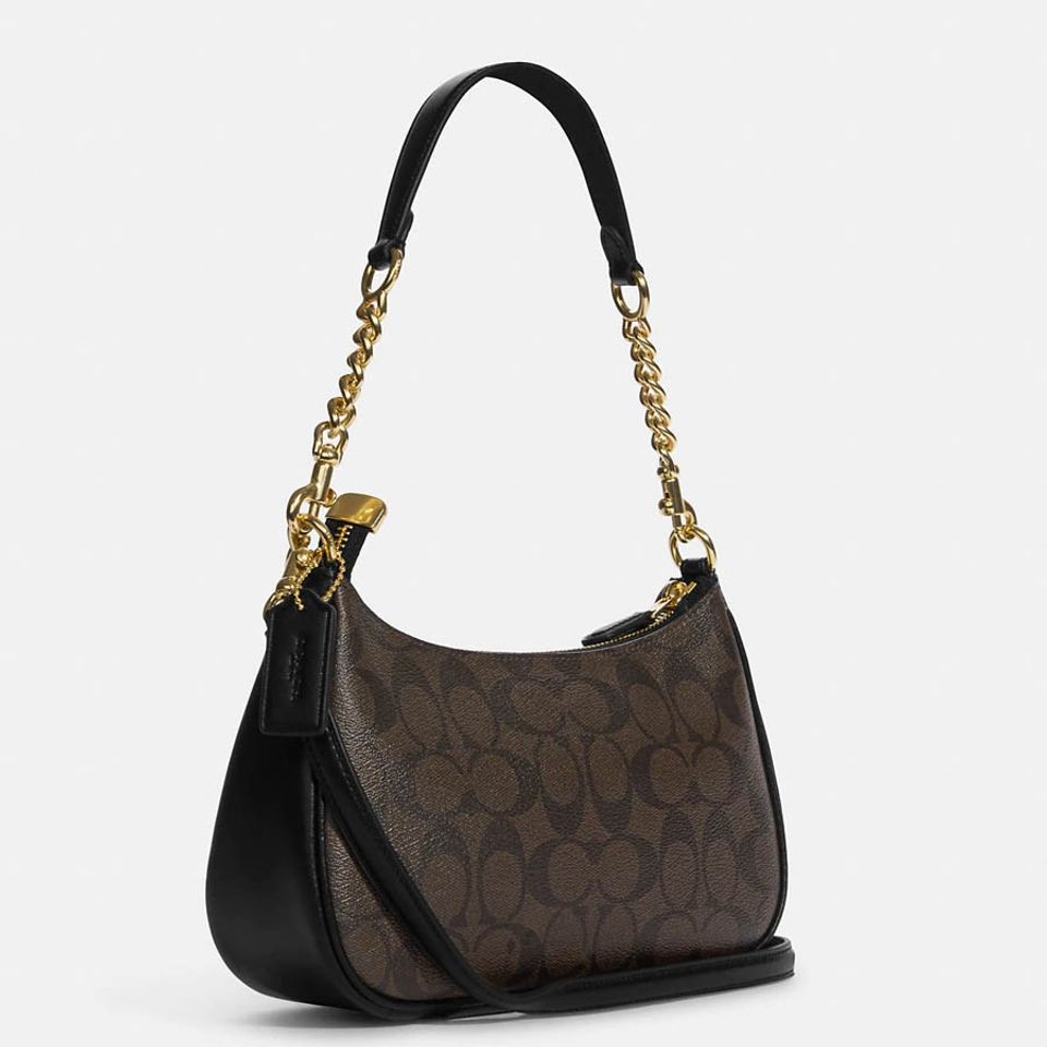 Coach CA548 Teri Shoulder Bag In Signature Canvas Brown Black 1.jpg