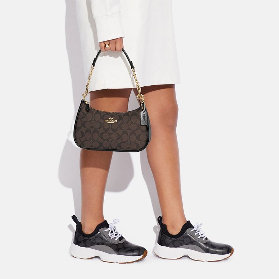 Coach CA548 Teri Shoulder Bag In Signature Canvas Brown Black 1.jpg