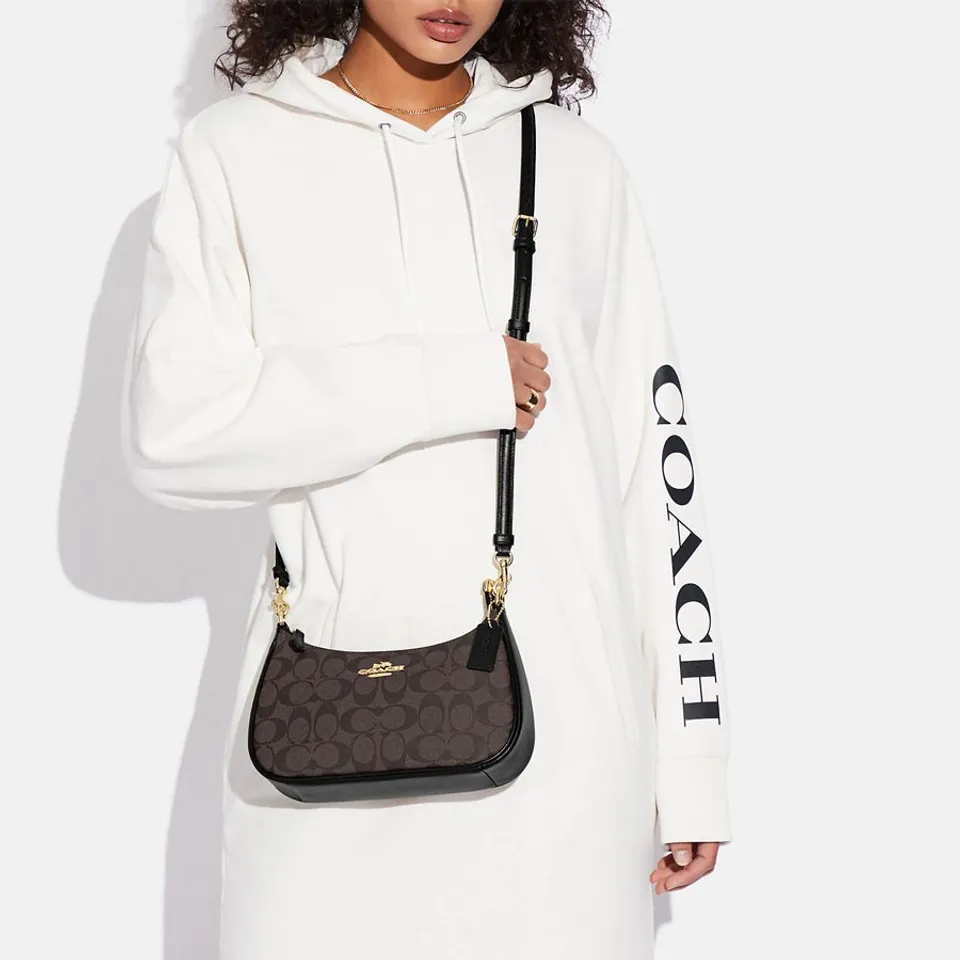 Coach CA548 Teri Shoulder Bag In Signature Canvas Brown Black 1.jpg