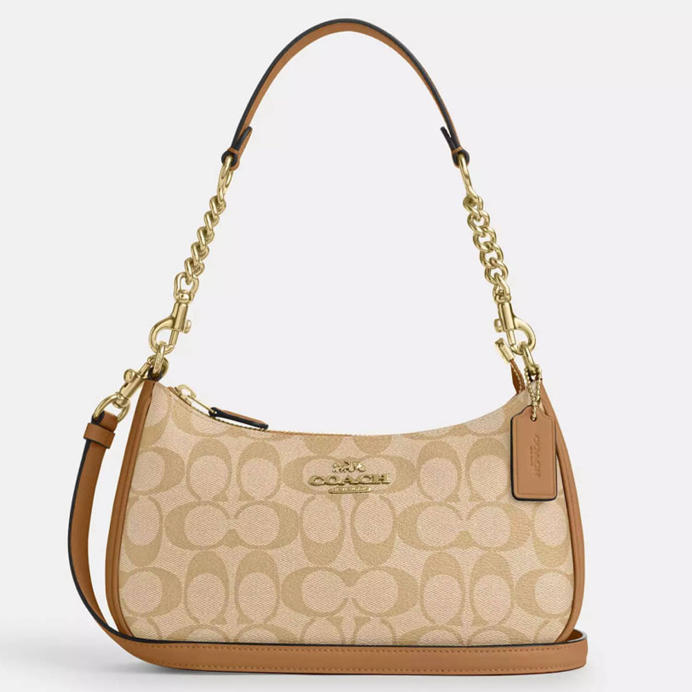 Coach CA548 Teri Shoulder Bag In Signature Canvas Khaki Saddle 1.jpg