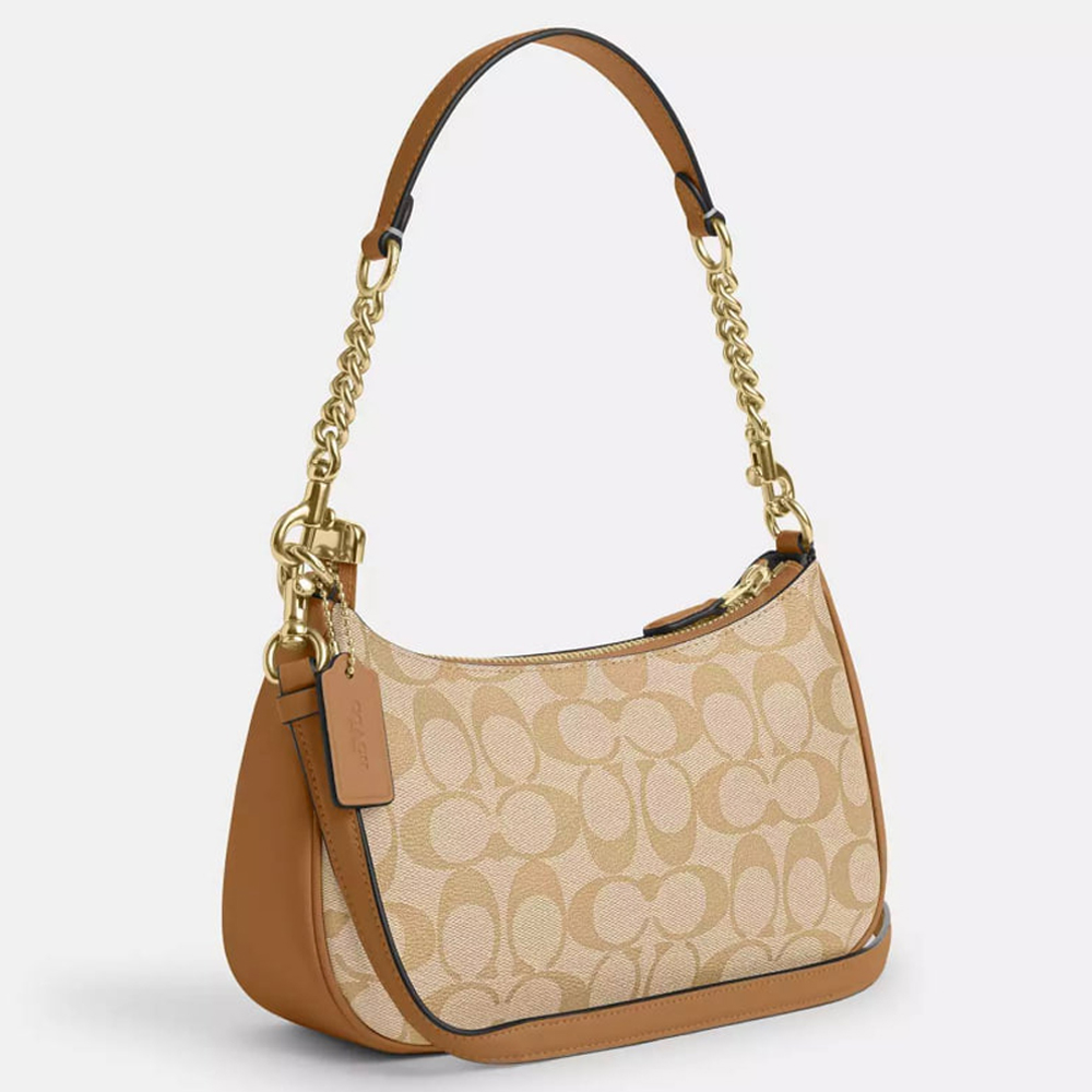 Coach CA548 Teri Shoulder Bag In Signature Canvas Khaki Saddle 1.jpg