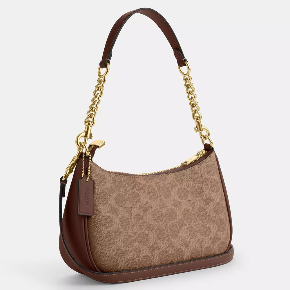 Coach CV933 Teri Shoulder Bag Signature Canvas Tan Brown 1.jpg