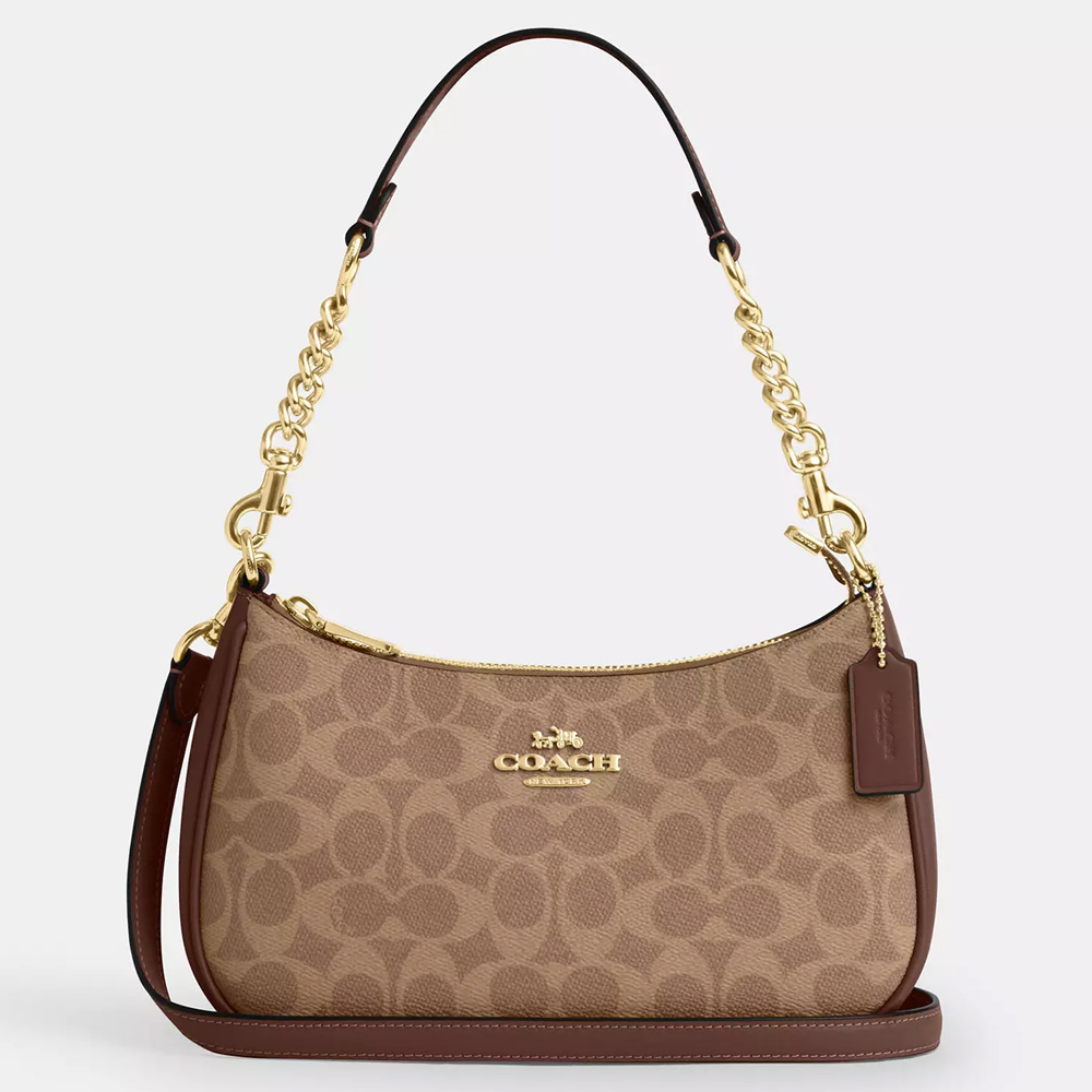 Coach CV933 Teri Shoulder Bag Signature Canvas Tan Brown 1.jpg