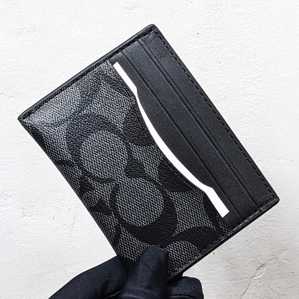 Coach F58110 Slim ID Card Case Signature Canvas Black 5.jpg
