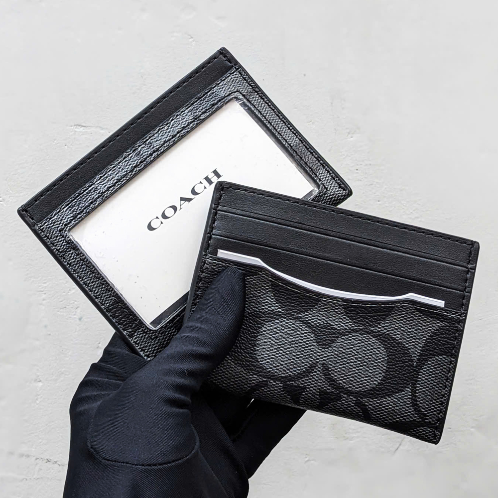 Coach F58110 Slim ID Card Case Signature Canvas Black 5.jpg