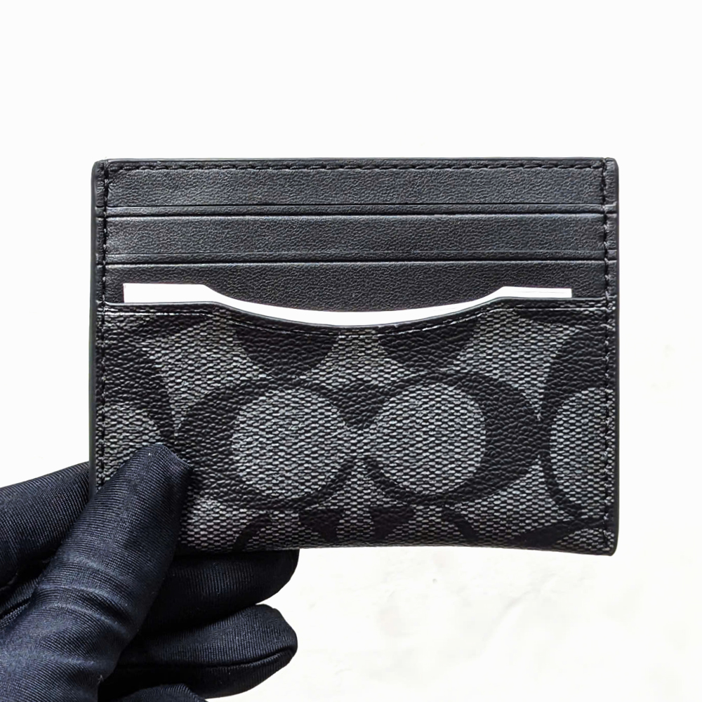 Coach F58110 Slim ID Card Case Signature Canvas Black 5.jpg