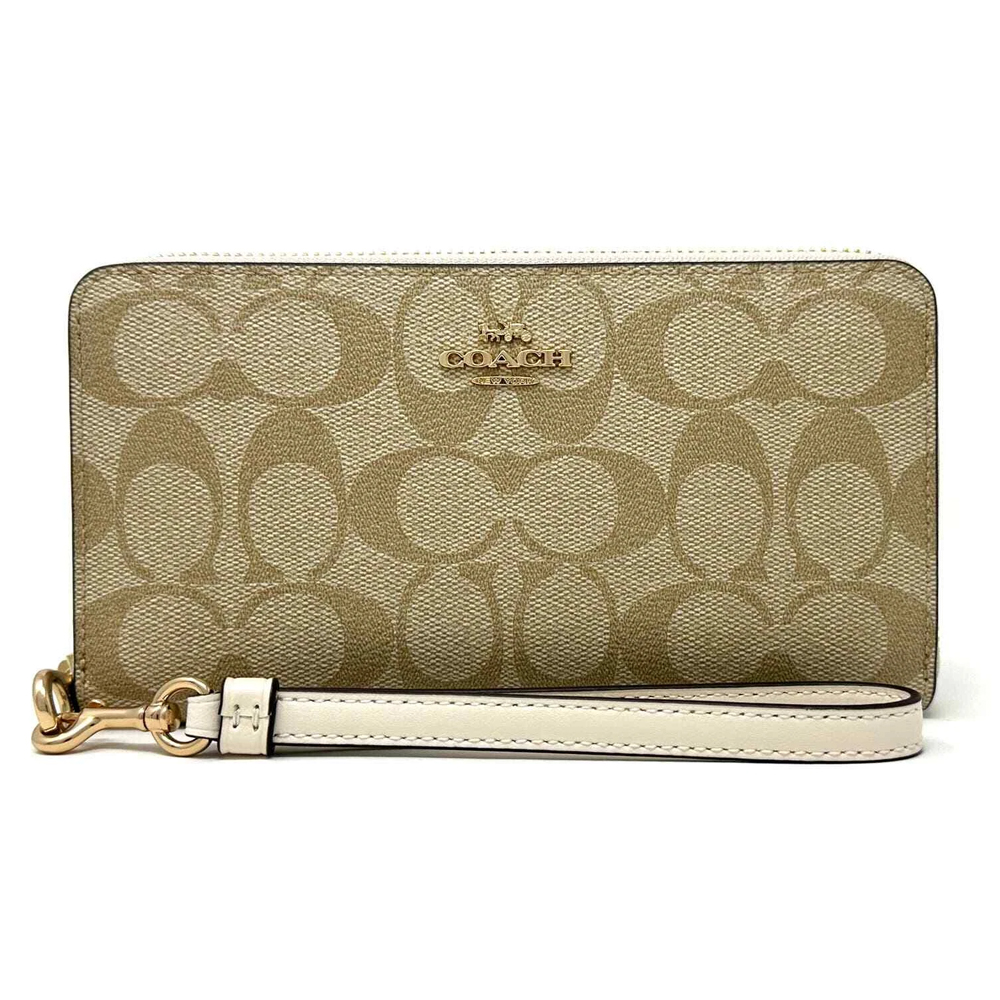 Coach C4452 Long Zip Around Wallet in Signature Canvas Light Khaki Chalk White 8.jpg