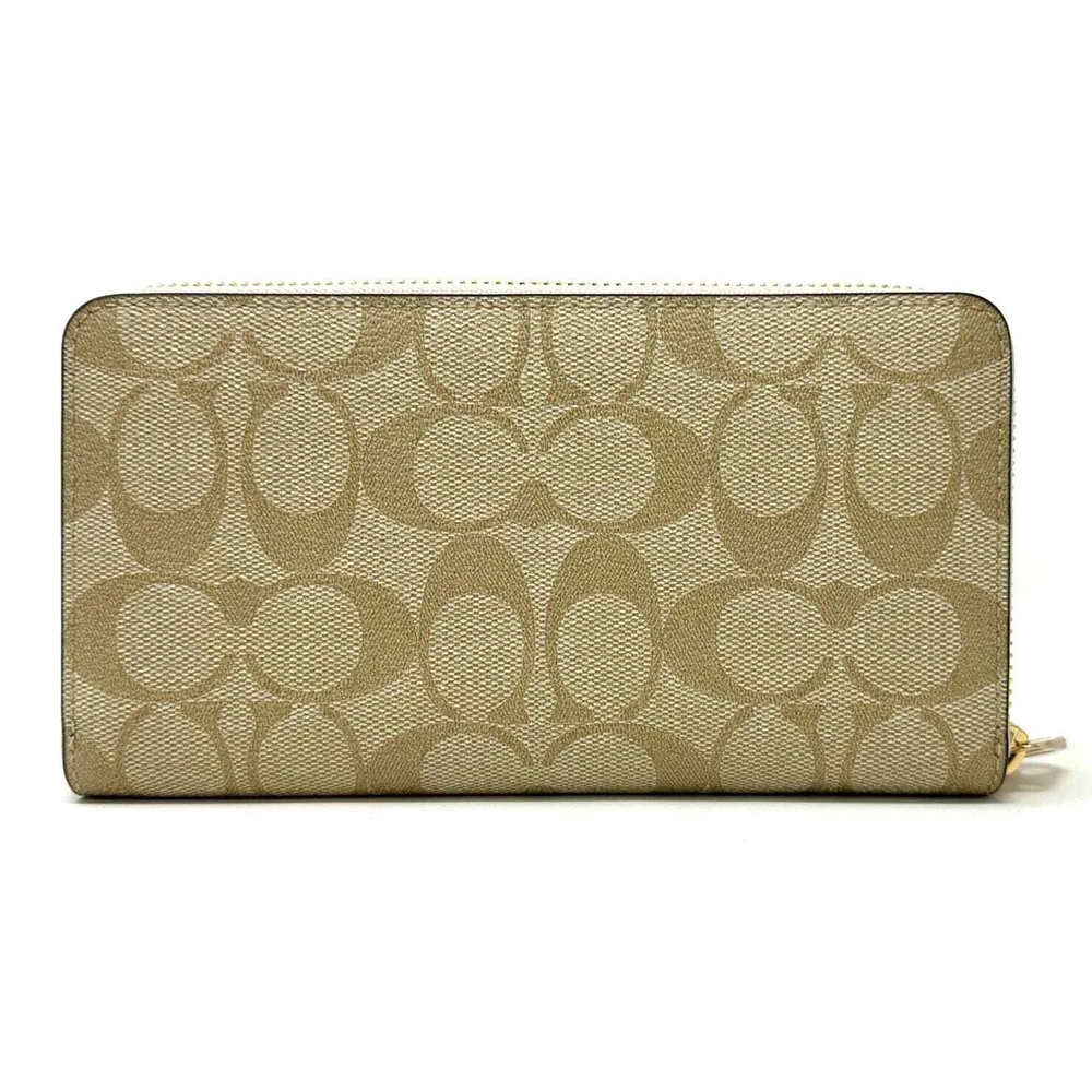 Coach C4452 Long Zip Around Wallet in Signature Canvas Light Khaki Chalk White 8.jpg