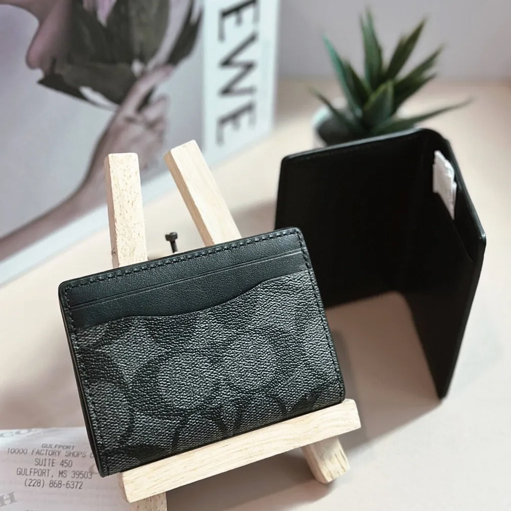 Coach 91660 Magnetic Card Case In Signature Canvas Black 6.jpg