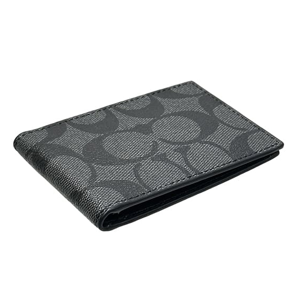 Coach CM166 Compact Billfold Coated Canvas Wallet Charcoal Black 1.jpg