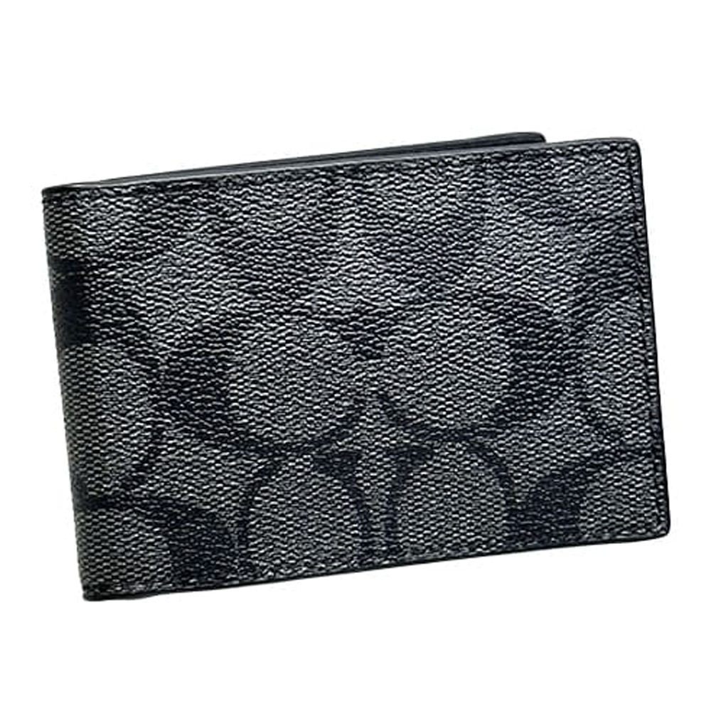 Coach CM166 Compact Billfold Coated Canvas Wallet Charcoal Black 1.jpg