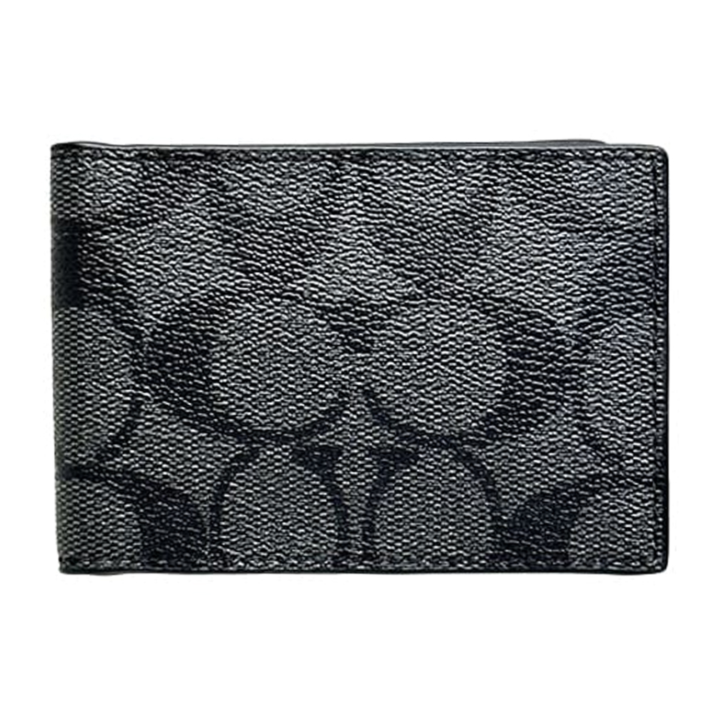 Coach CM166 Compact Billfold Coated Canvas Wallet Charcoal Black 1.jpg