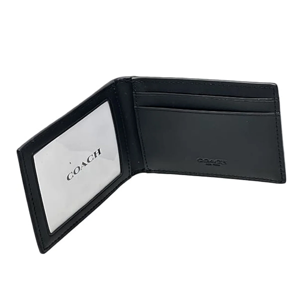 Coach CM166 Compact Billfold Coated Canvas Wallet Brown Black 1.jpg