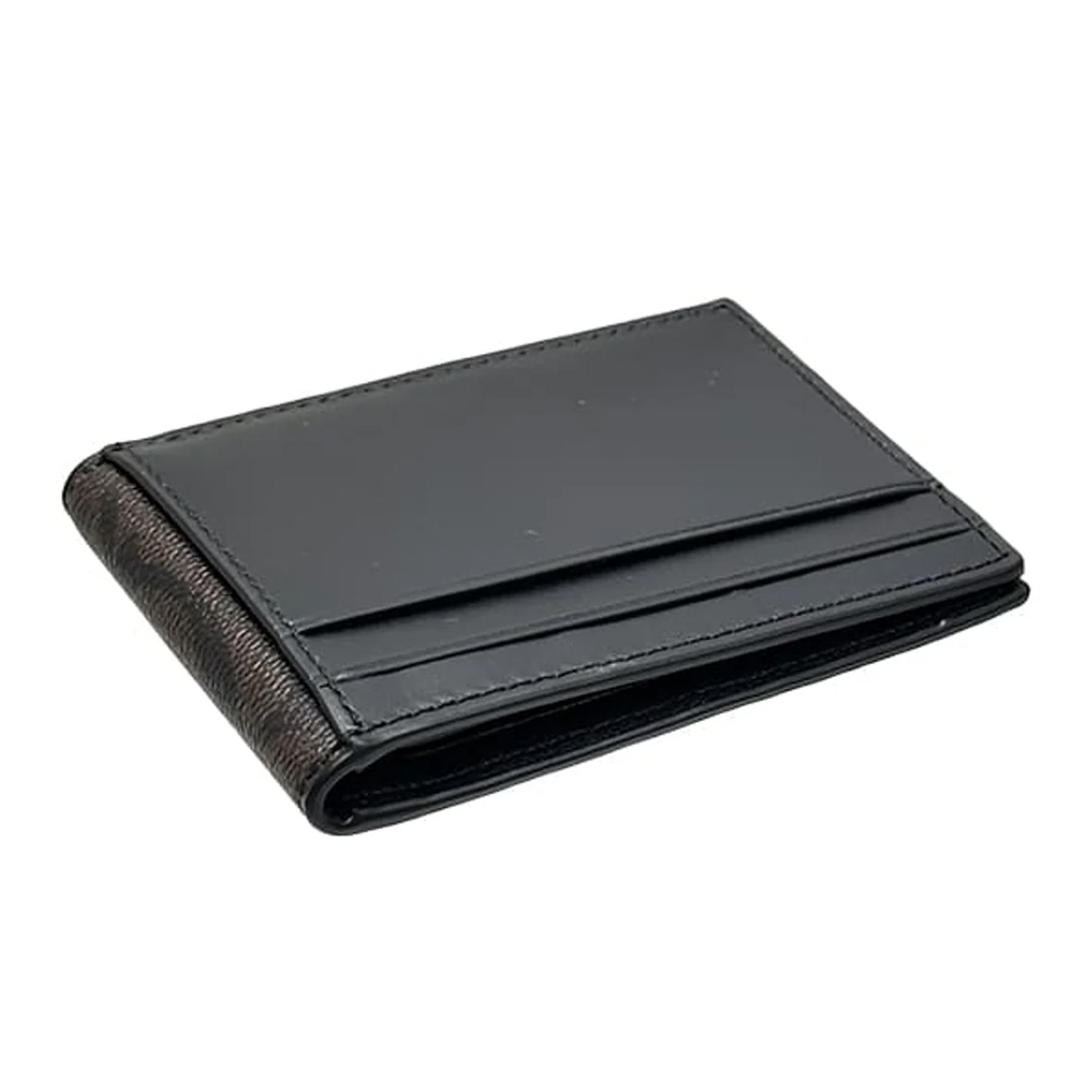 Coach CM166 Compact Billfold Coated Canvas Wallet Brown Black 1.jpg