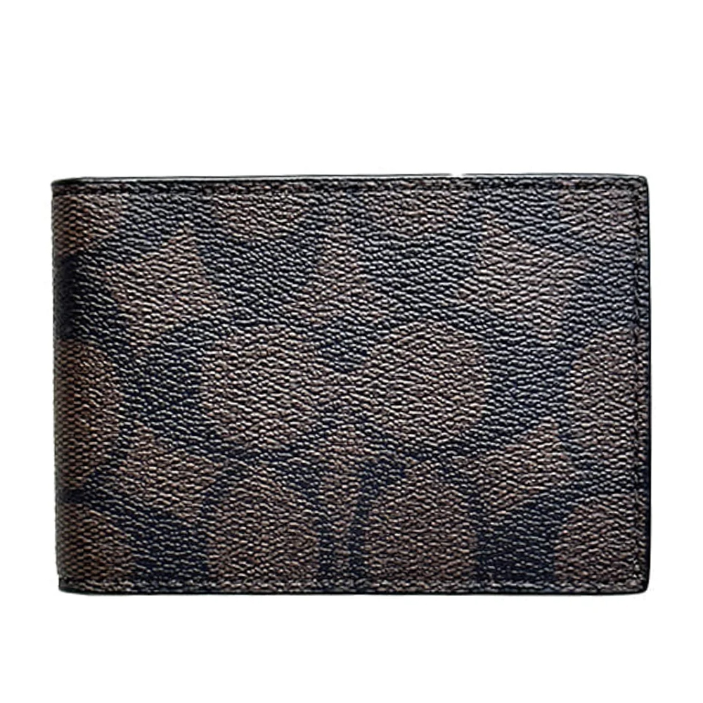 Coach CM166 Compact Billfold Coated Canvas Wallet Brown Black 1.jpg