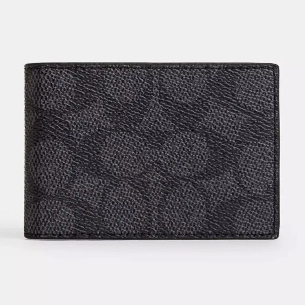 Coach CW368 Compact Billfold Coated Canvas Wallet Charcoal Black 1.jpg