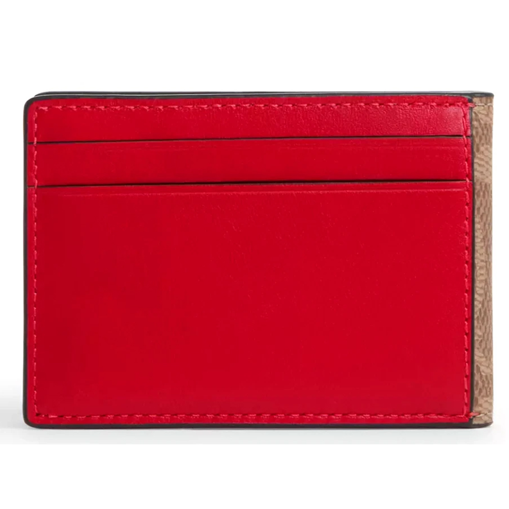 Coach CW368 Compact Billfold Coated Canvas Wallet Tan Brown 1.jpg