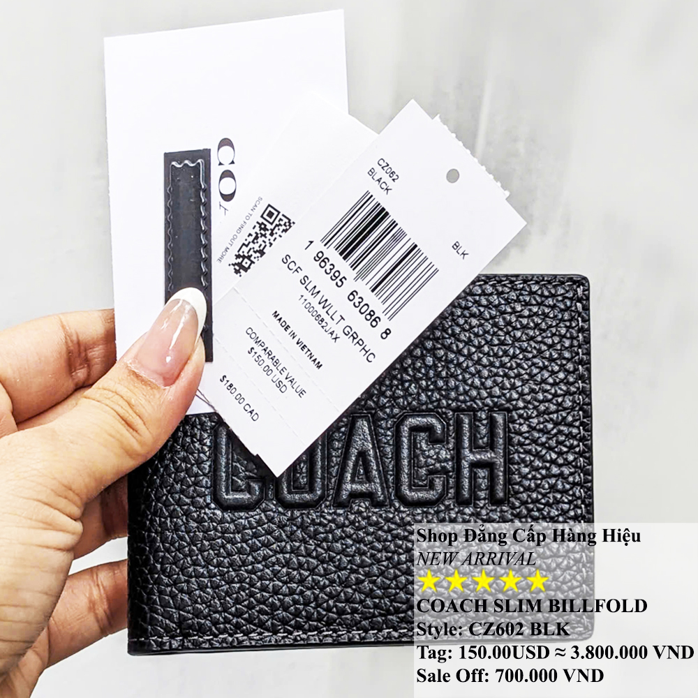 Coach CZ062 Slim Billfold With COACH Grahic Black 1.jpg