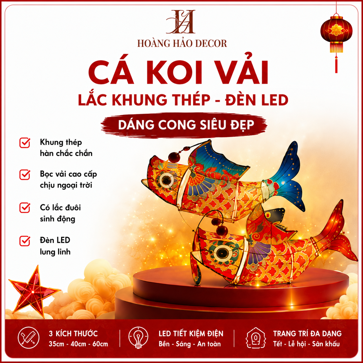 Cá Koi decor dáng cong