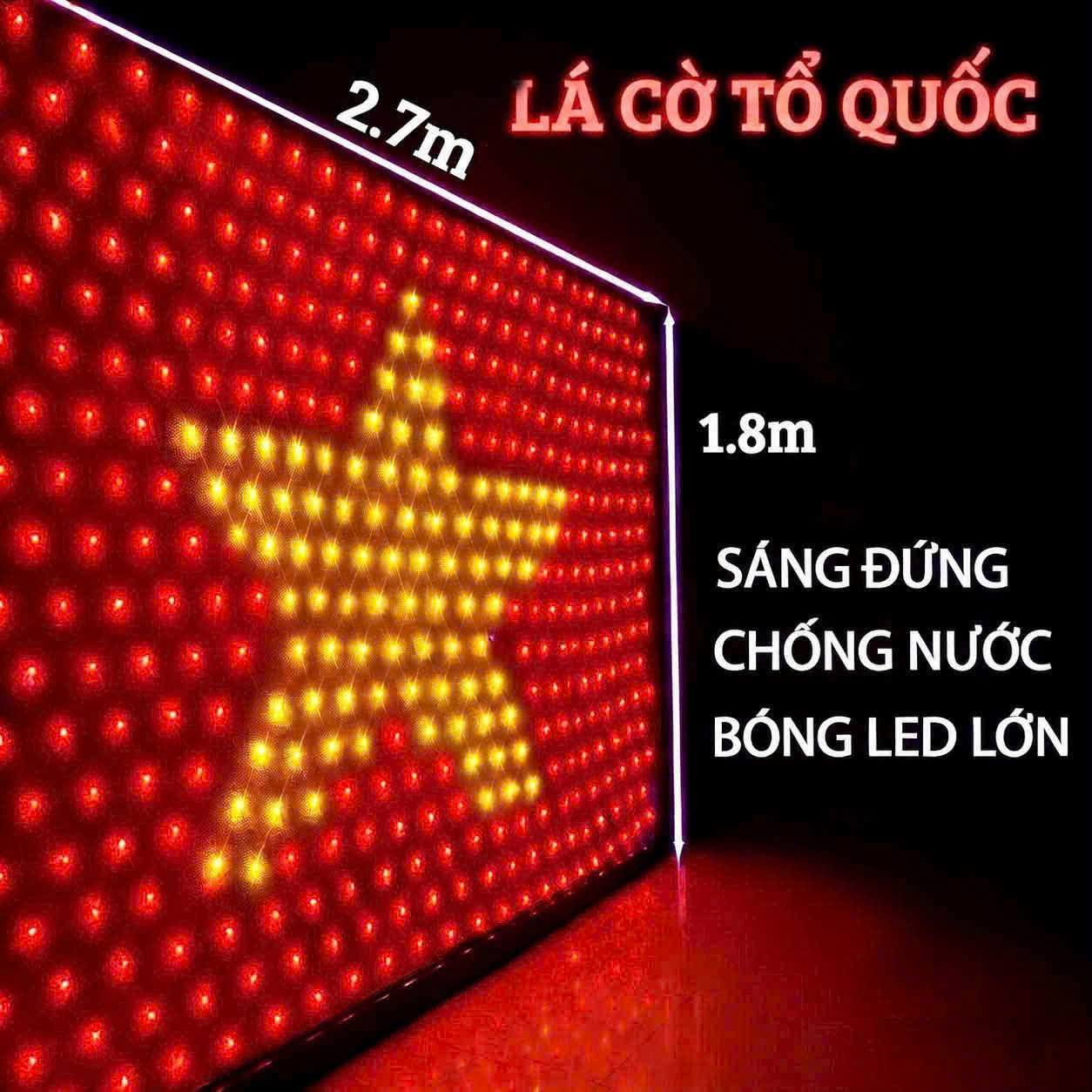 Đèn led lá cờ tổ quốc ( Dây đỏ hàng đẹp vip )