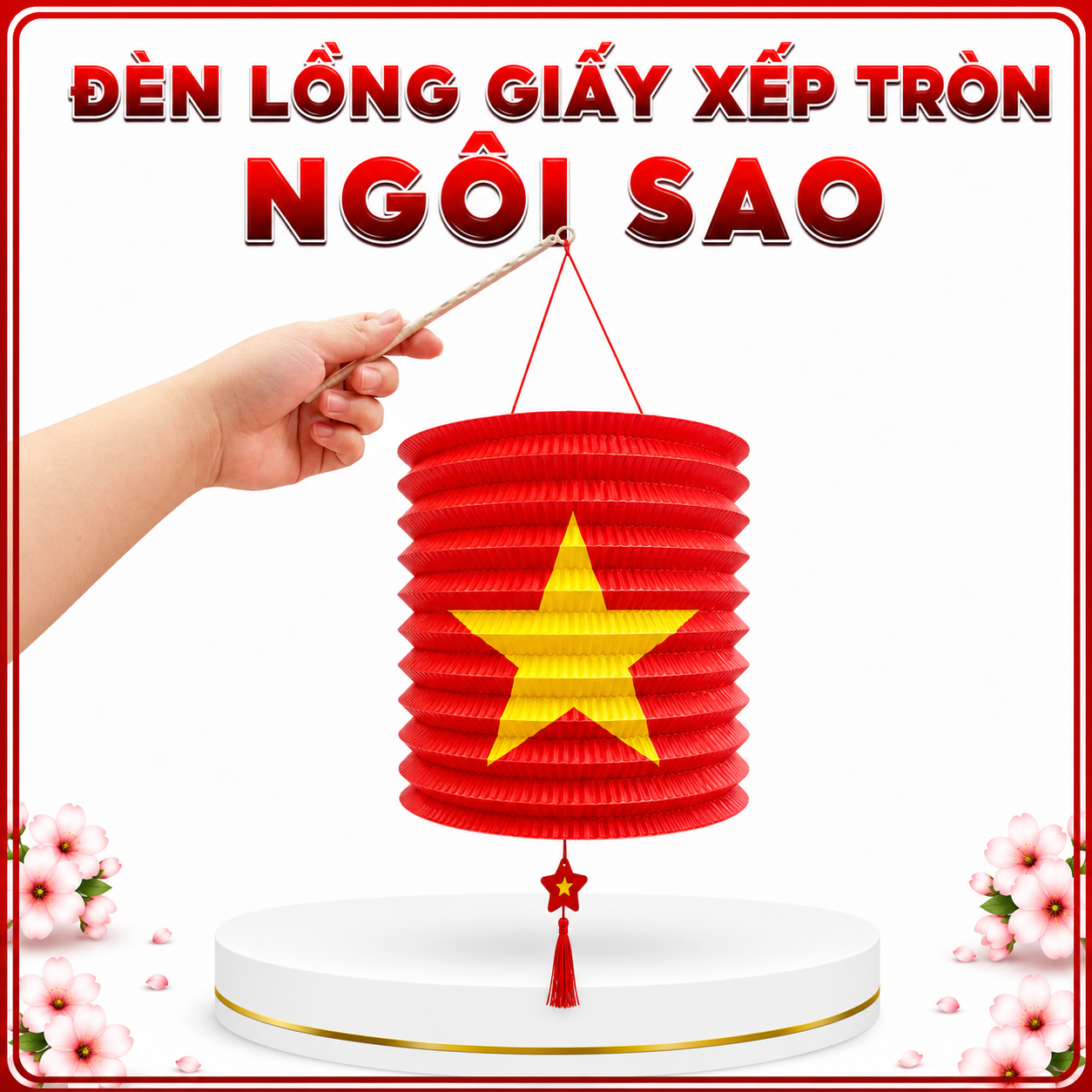 Đèn lồng giấy xếp tròn sao đảng Lớn 18cm