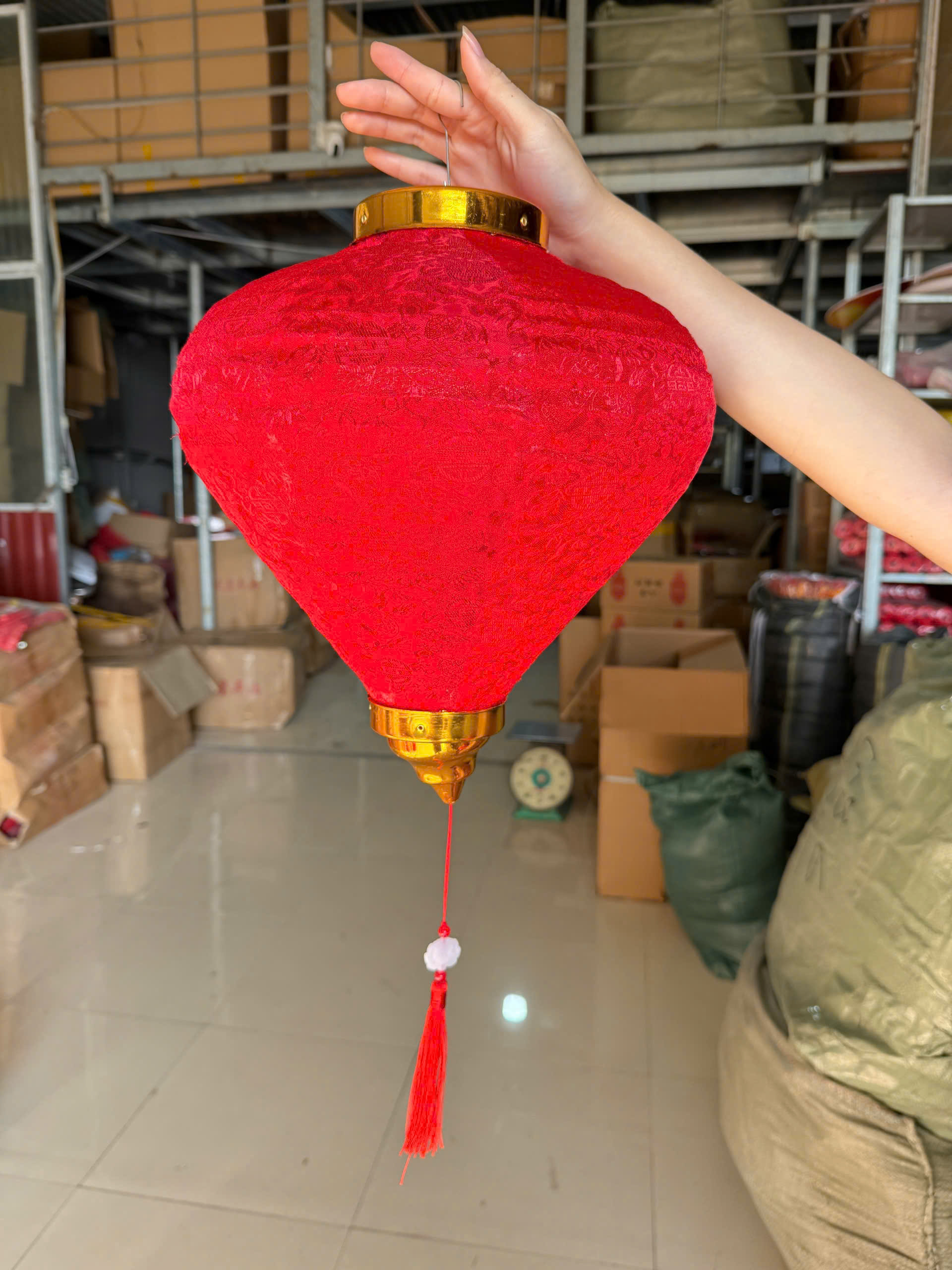 Đèn lồng hình Tỏi vải gấm 3D dày L1