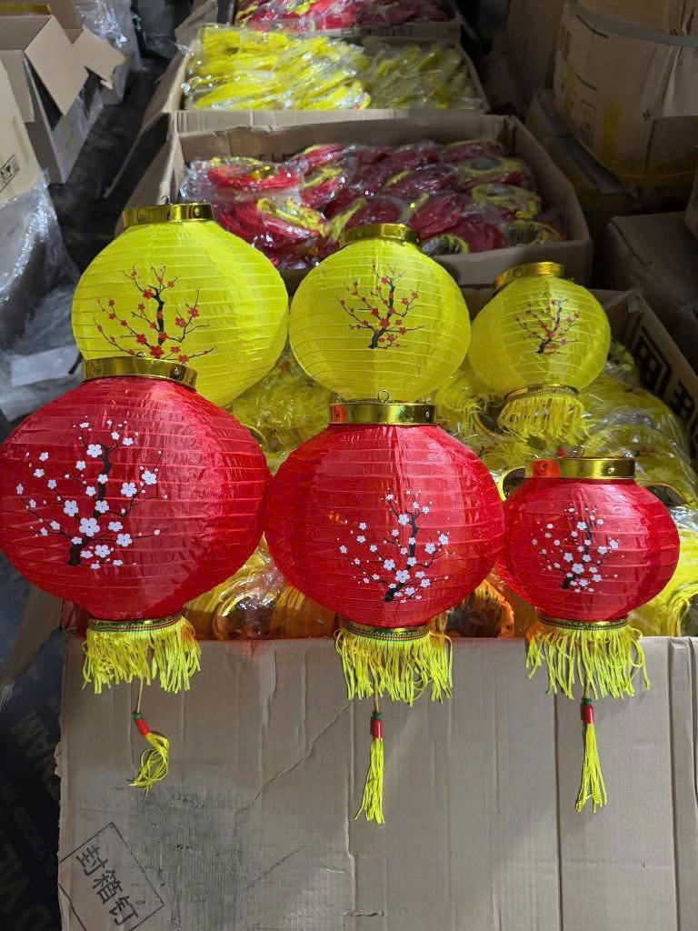 Đèn lồng vải TRÒN hoa đào miệng