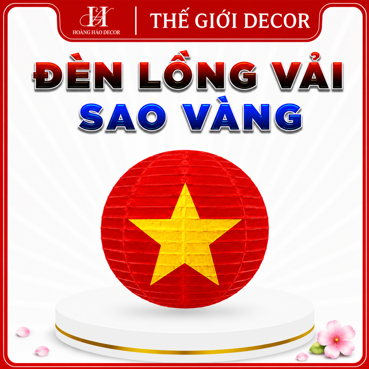 Đèn lồng vải sao vàng