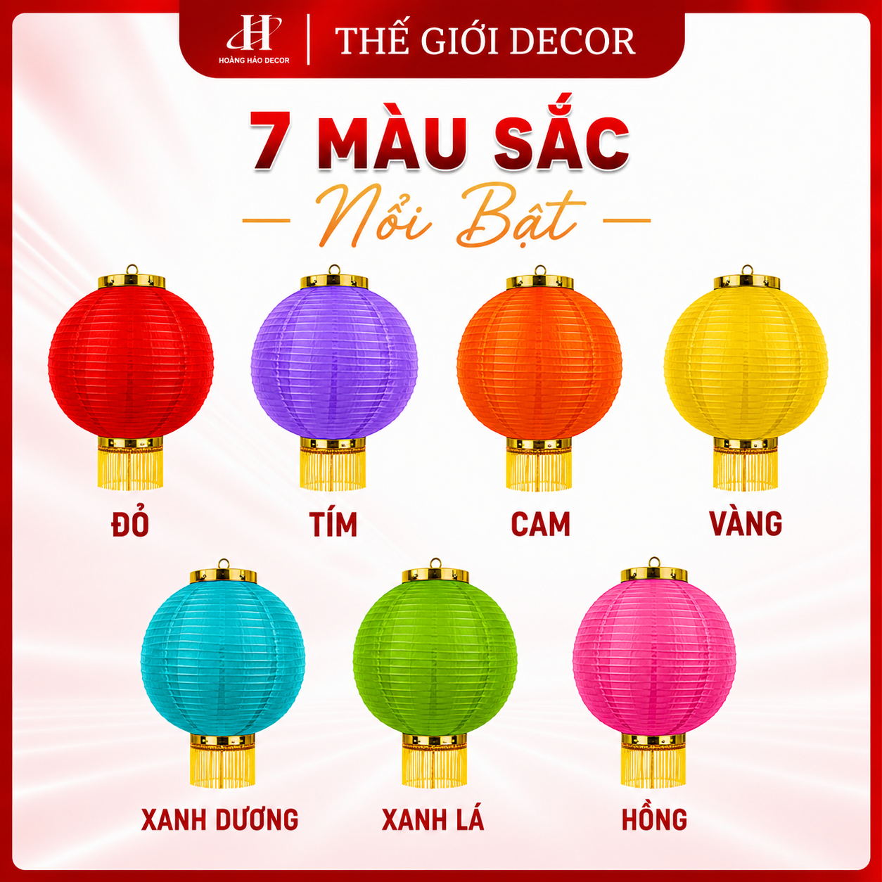 Đèn lồng vải tròn có tua