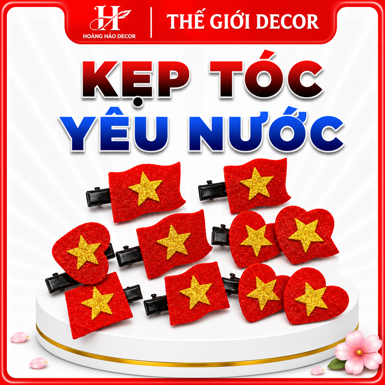 Kẹp tóc kẹp ngực cờ đỏ sao vàng Túi 10 cái