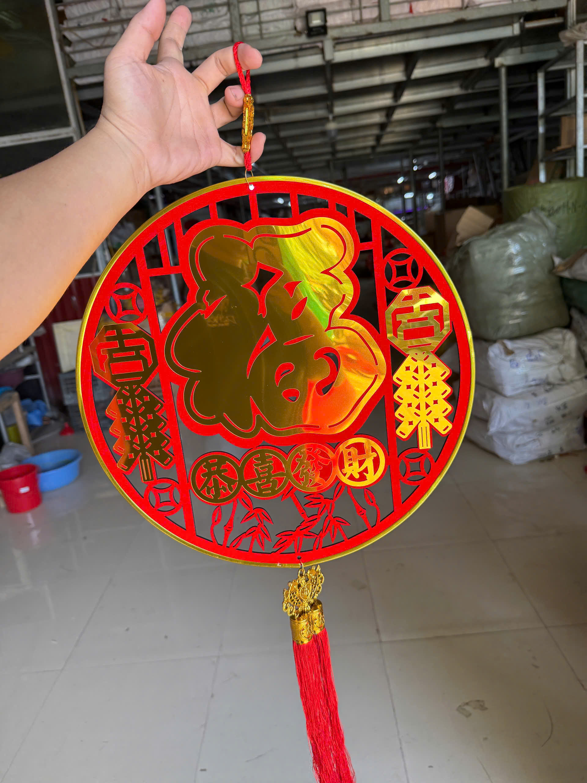 Khung tròn nhung CHỮ TÀU 38cm