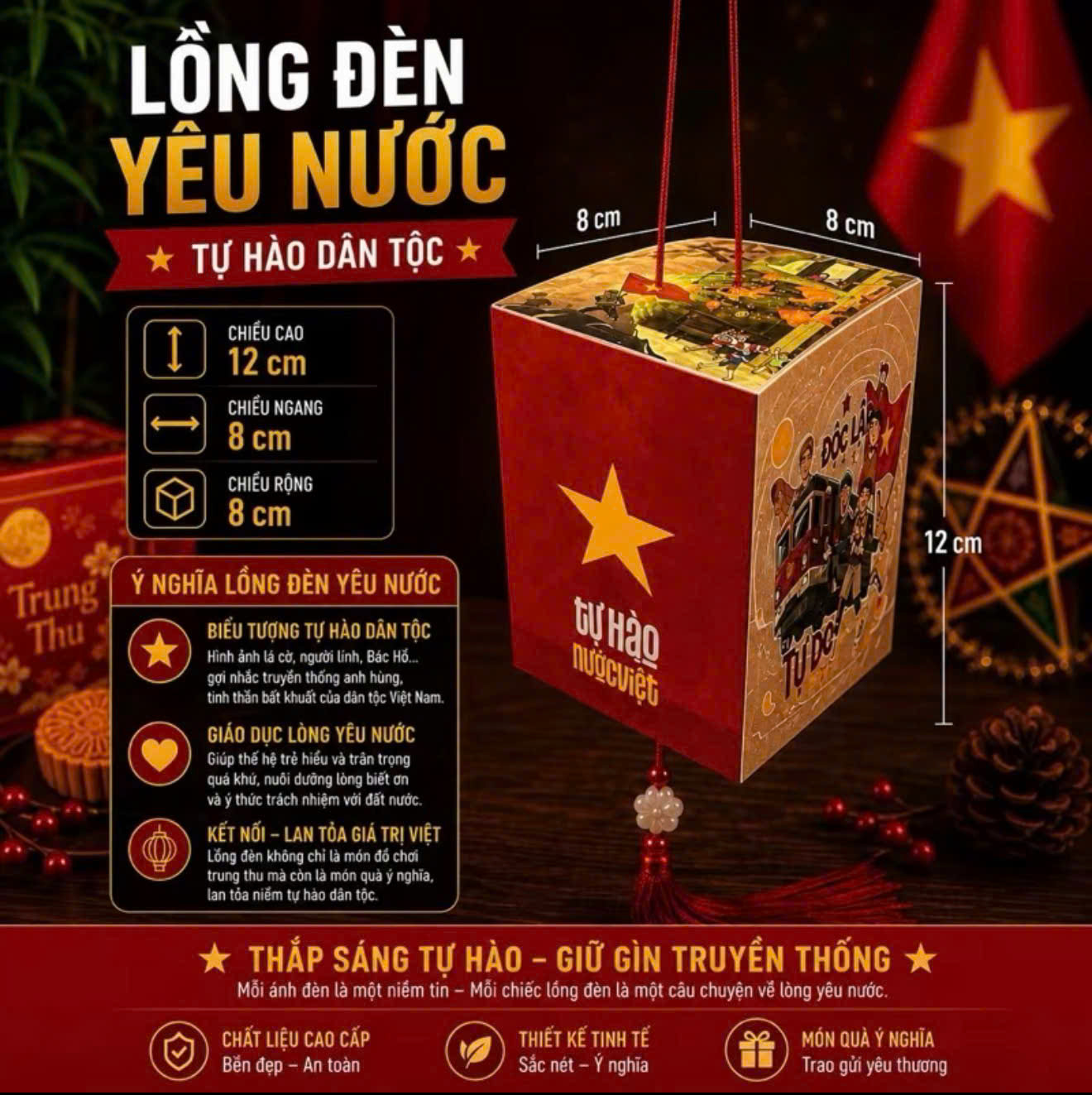 Lồng đèn yêu nước 6D hộp giấy