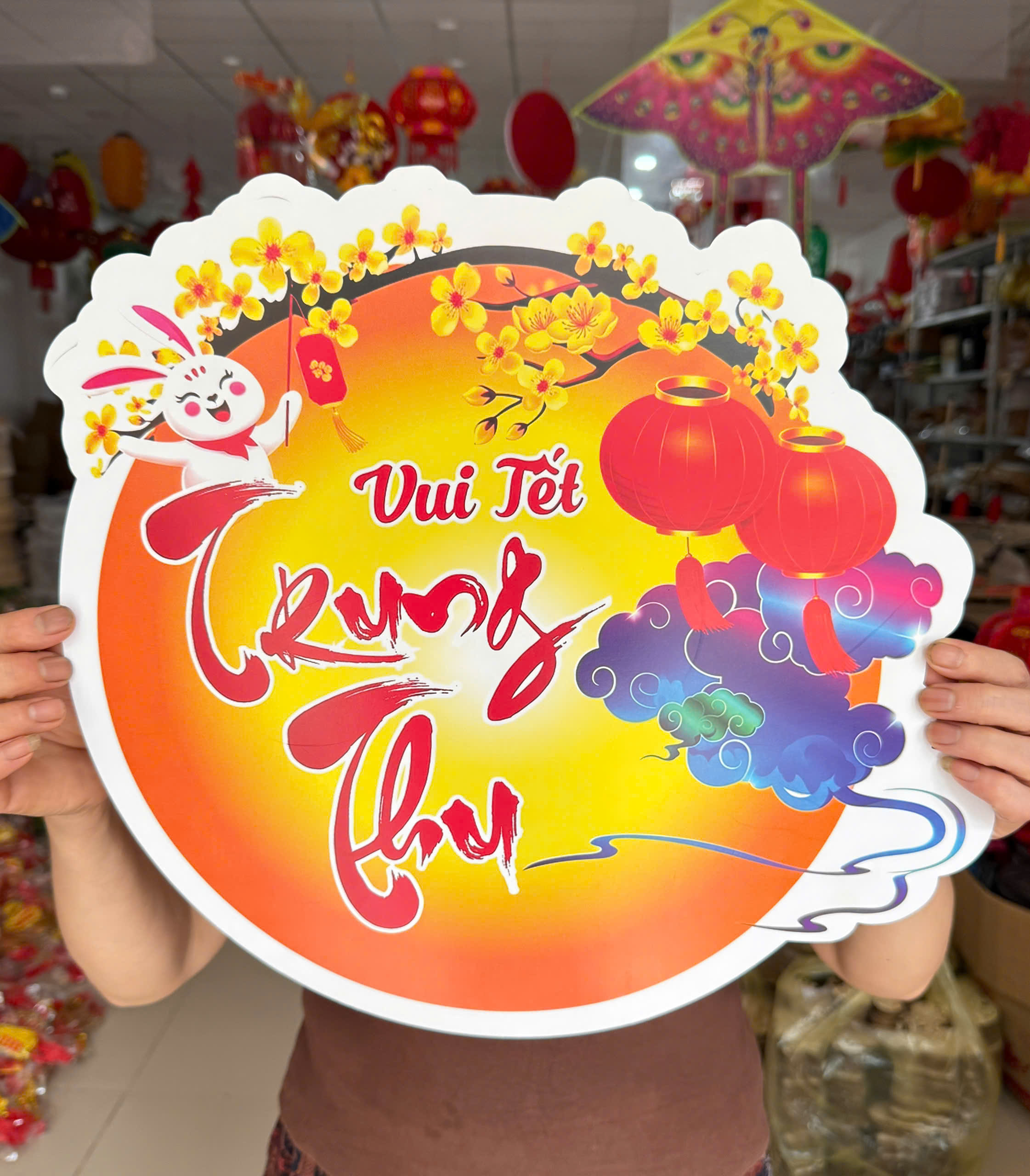 Mặt trăng vui tết trung thu 40cm ( Thỏ hoa mai )