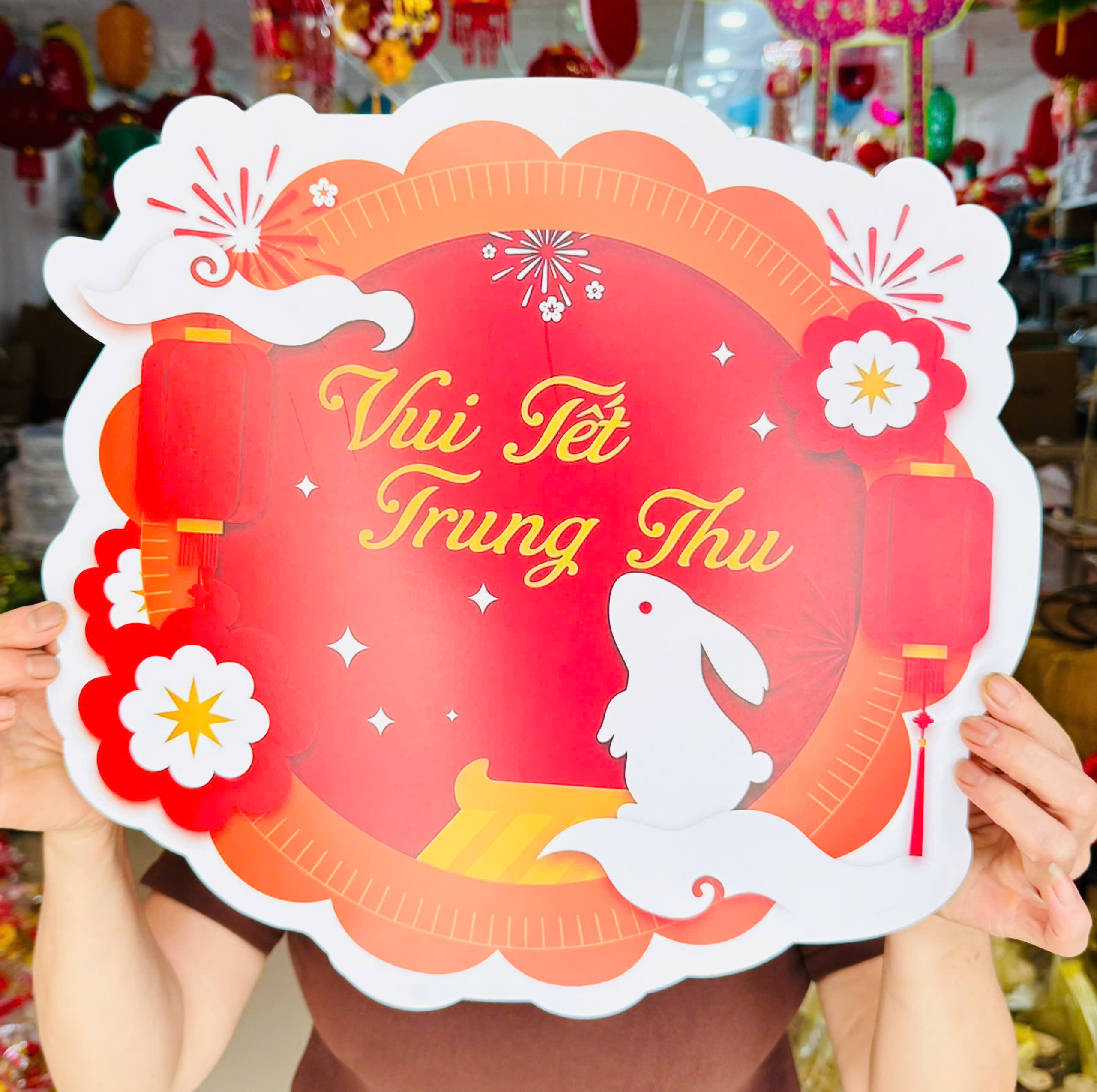Mặt trăng vui tết trung thu 40cm ( Thỏ trắng )