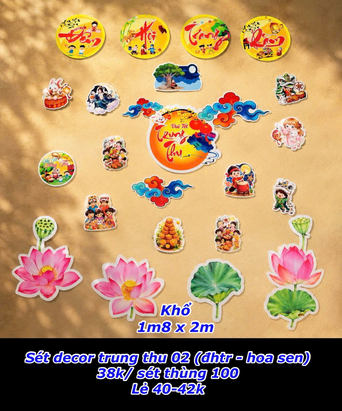 Sét decor trung thu 02 ( ĐHTT - Hoa Sen - Trăng thỏ hoa mai )