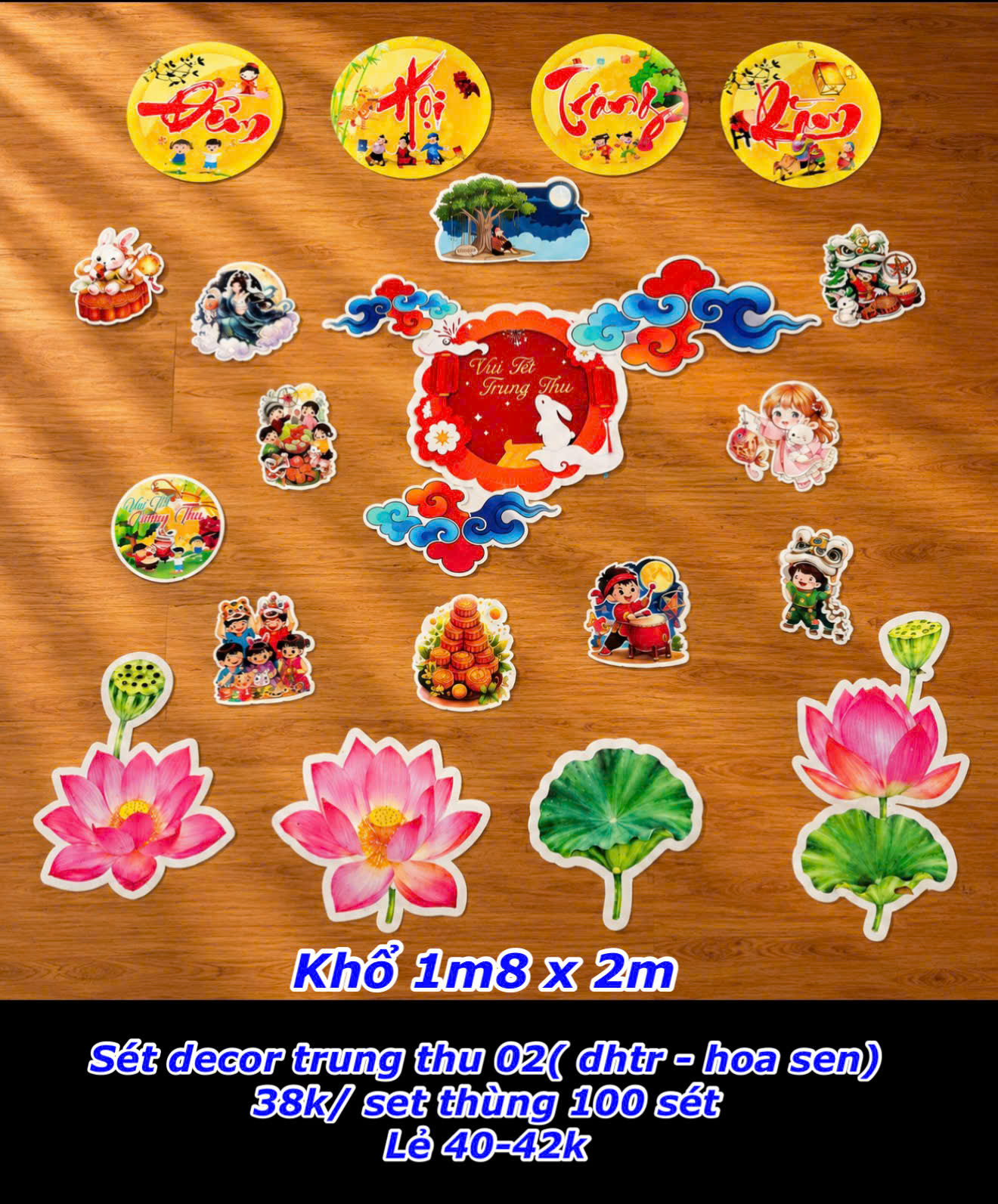 Sét decor trung thu 02 ( ĐHTT - Hoa Sen - Trăng thỏ trắng )