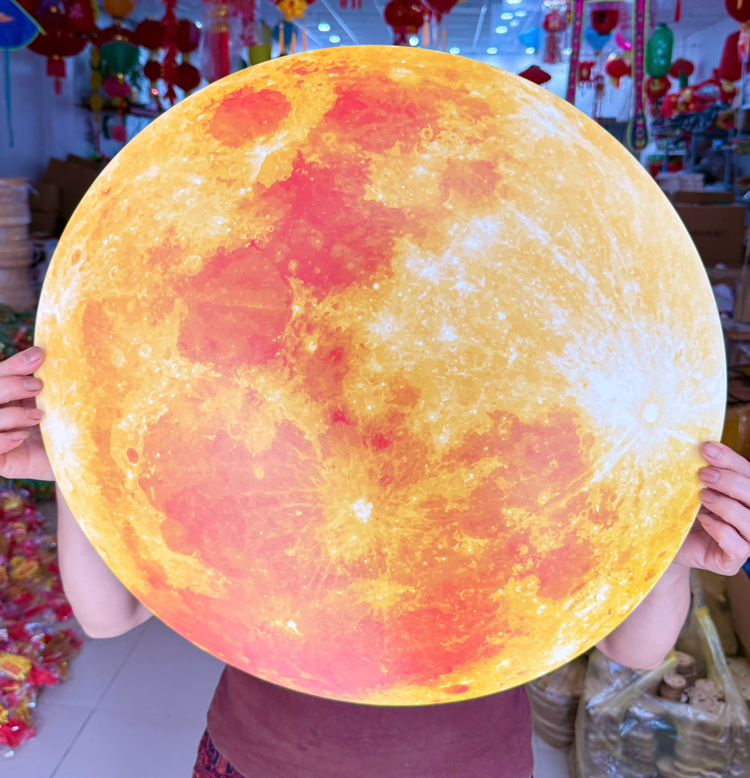Trăng decor đk 50cm ( Đỏ - Vàng )