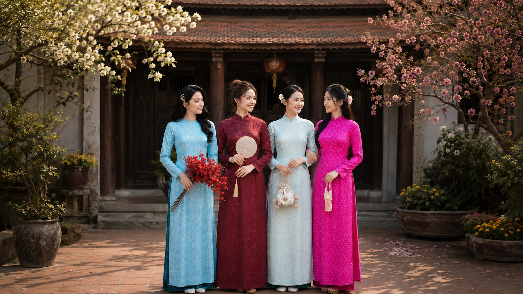 Gấm trong tà áo dài: 4 sắc thái thanh lịch cho nàng yêu vẻ đẹp truyền thống
