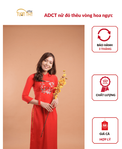 ADCT  nữ đỏ thêu vòng hoa ngực