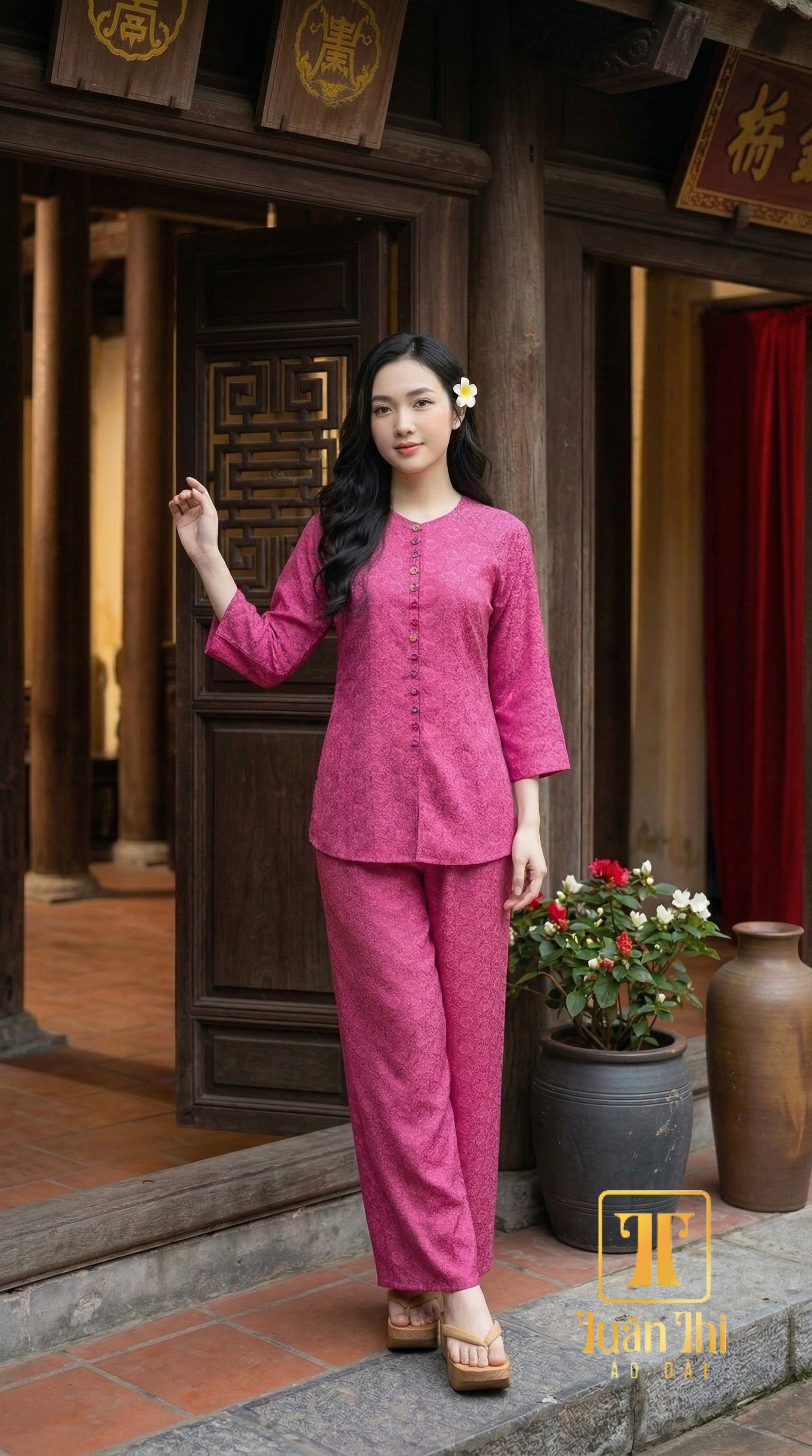 ABB lụa hồng sen hoa cúc