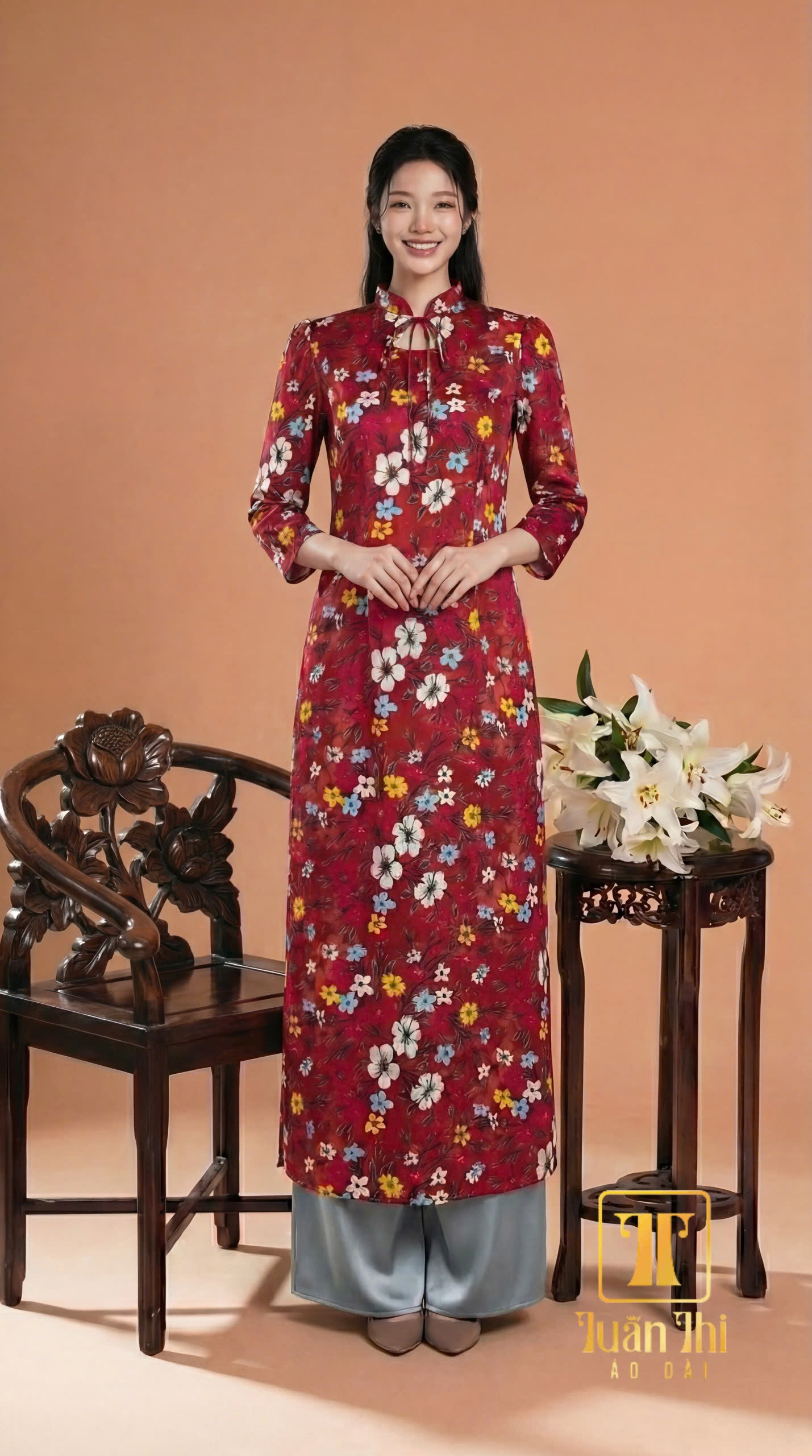 ADCT Đỏ đô hoa xứ nơ cổ