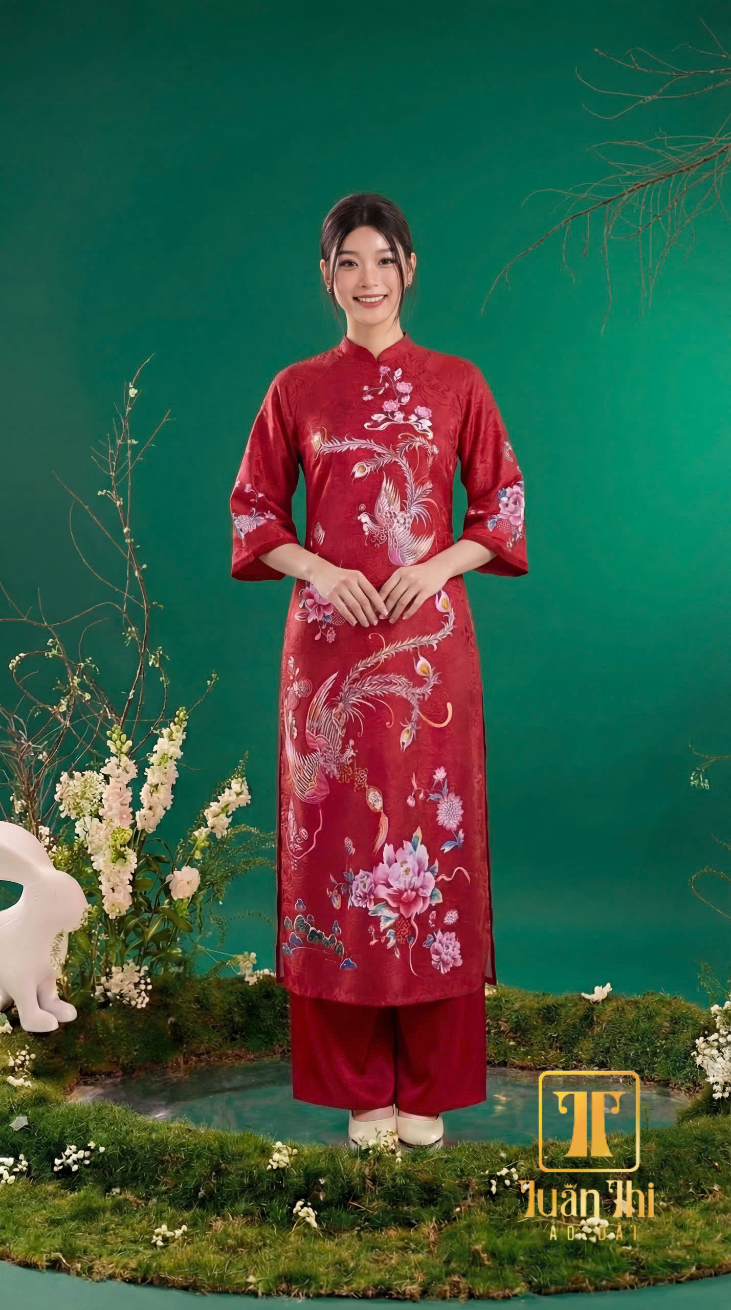 ADCT Gấm đỏ in hoa