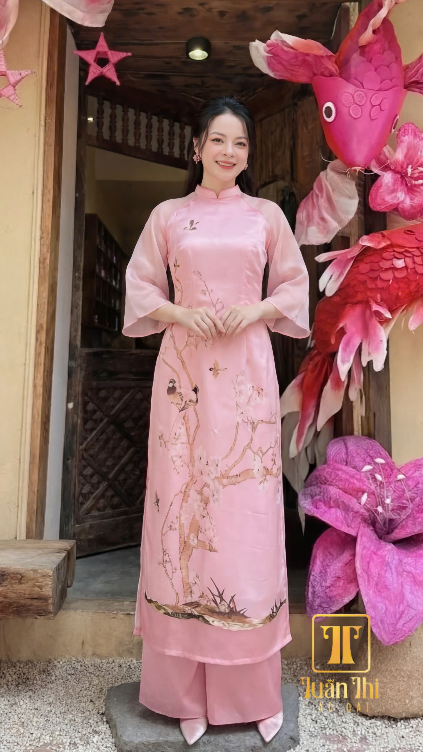 ADCT Tơ hồng 4 tà in hoa