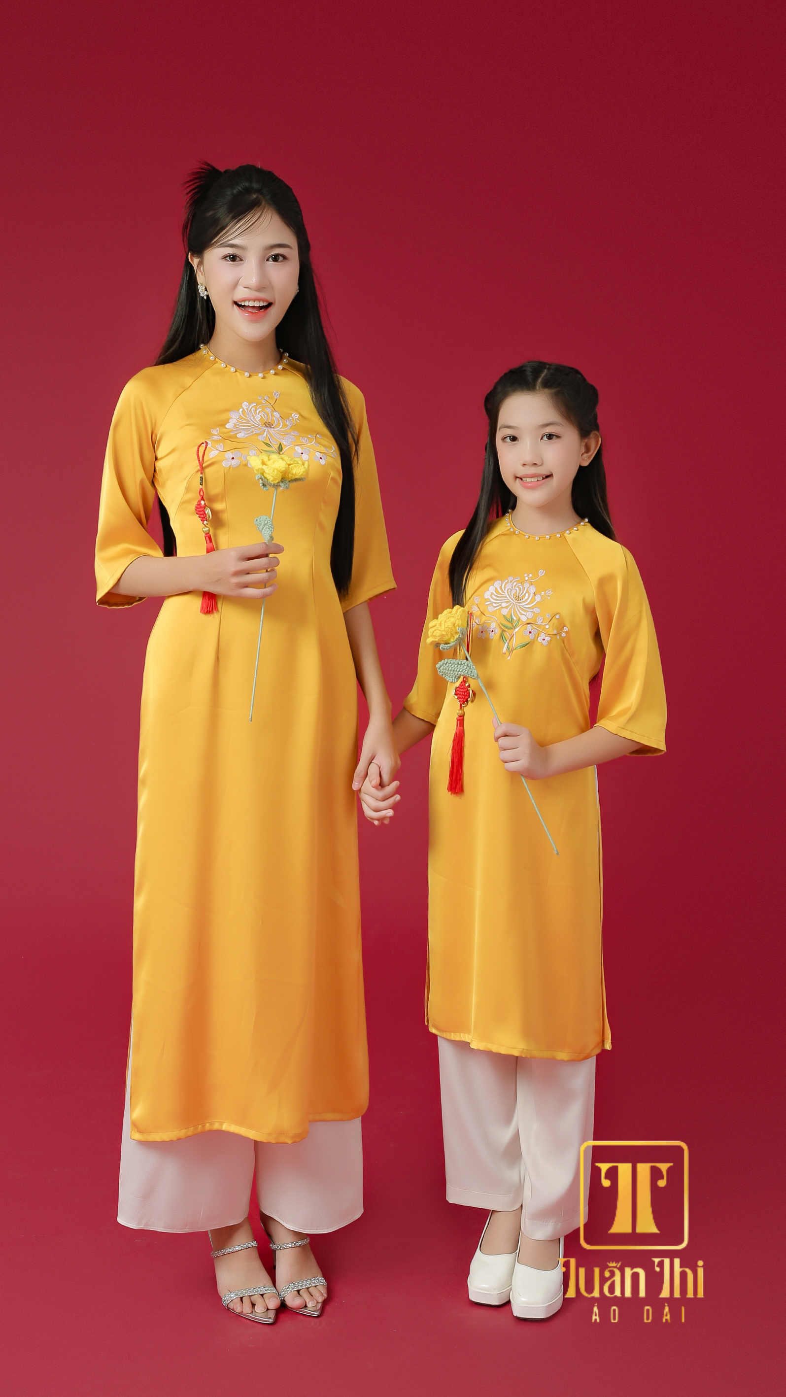 ADGD Vàng thêu chim hoa kết ngọc