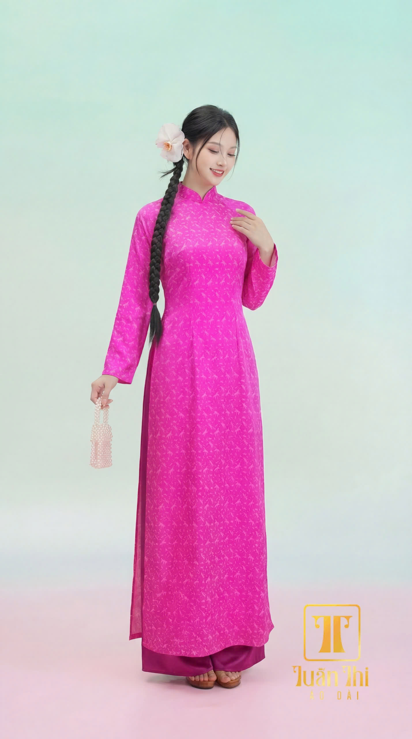 ADTT Lụa gấm chuồn chuồn hồng sen