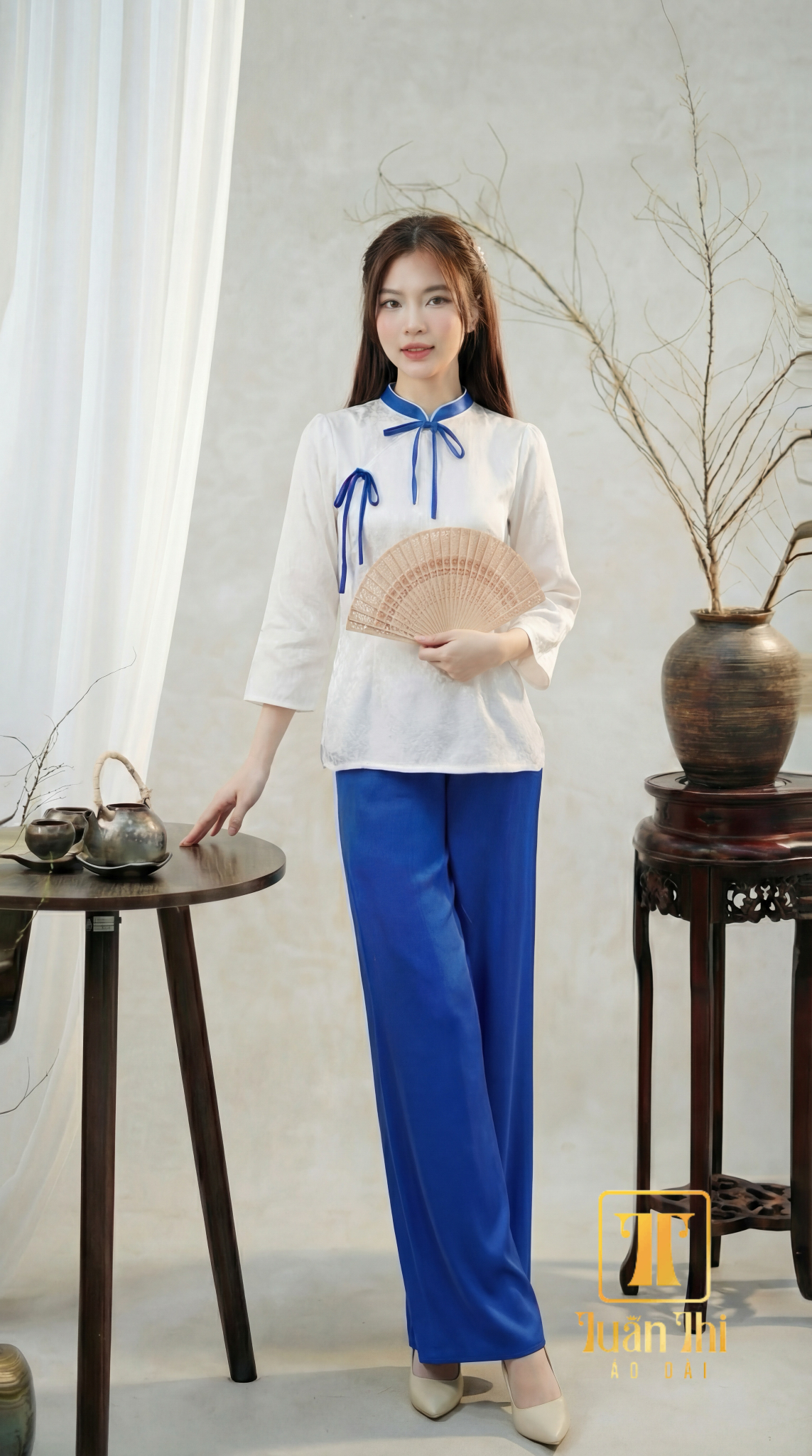 PP Tơ 4 tà xanh dương thắt dây