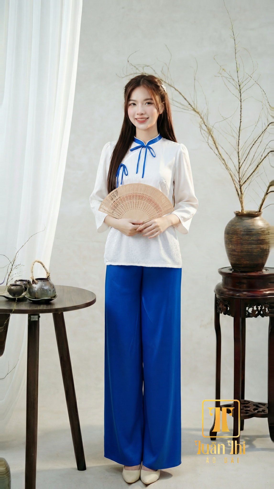 PP Tơ 4 tà xanh dương thắt dây