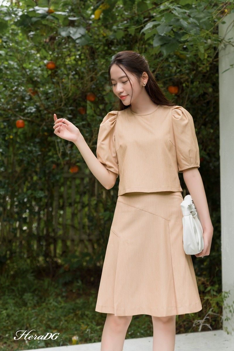 Áo crop tuýt xi tay bồng/STBA036A-S/Hera07