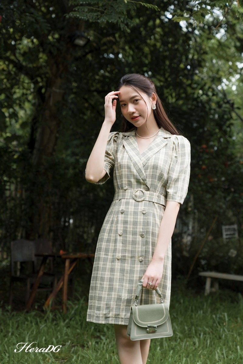 Đầm thô ôm cổ 2 ve/SDCBA049-S/HERA08